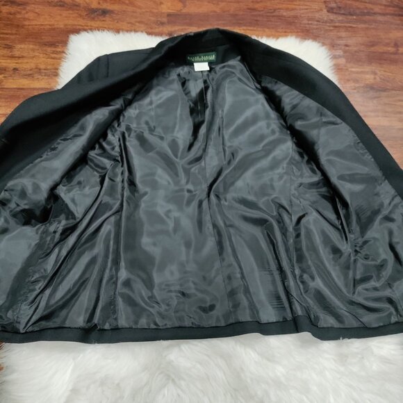 Harvé Benard Womens Black Wool Blazer Size 14 Single Button Classic Fit Made In - Picture 9 of 15